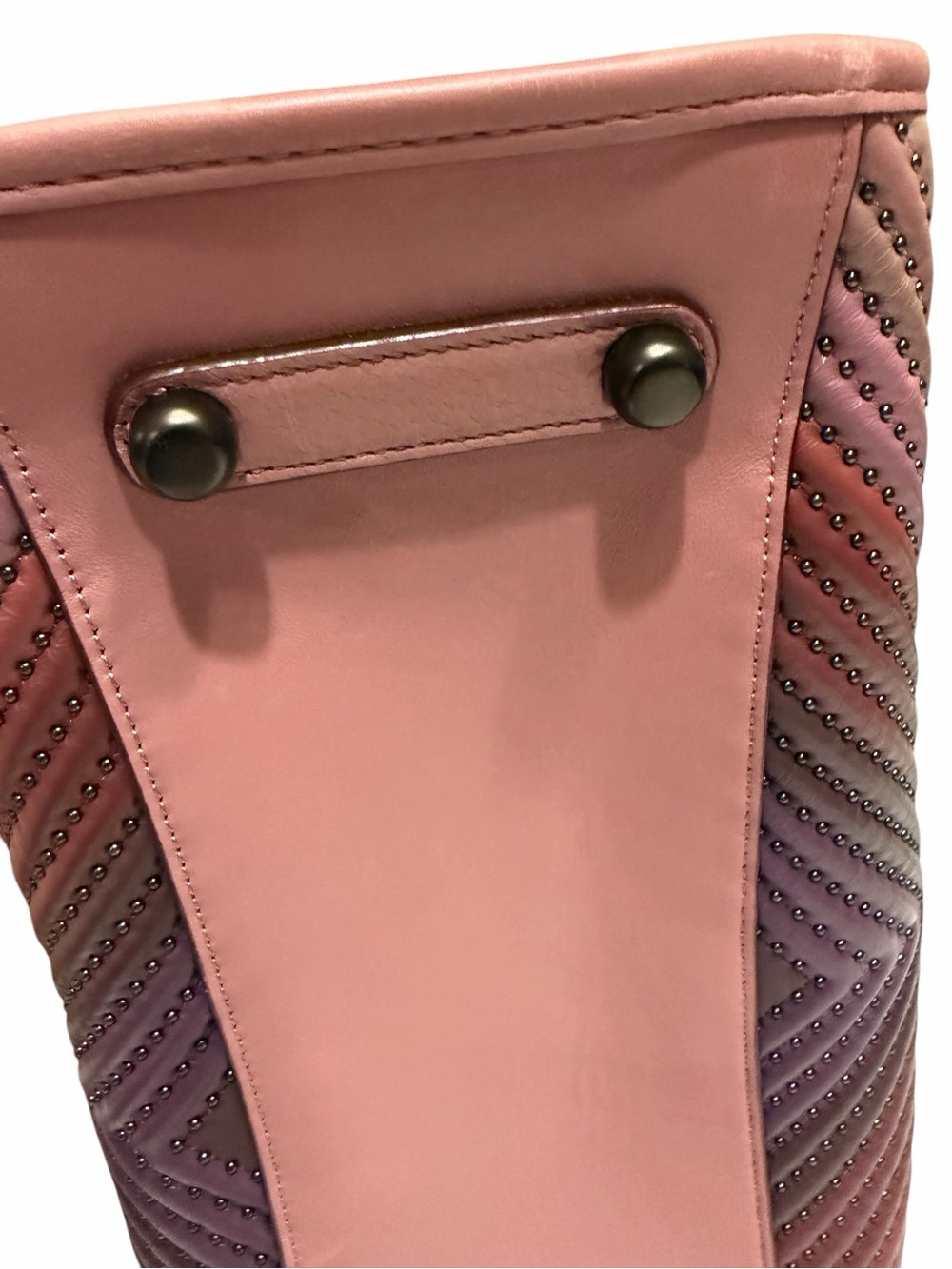 Rare 1941 Coach Rogue 31 W/Colorblock Quilting & Rivets Dusty Rose Multi - Picture 11 of 14